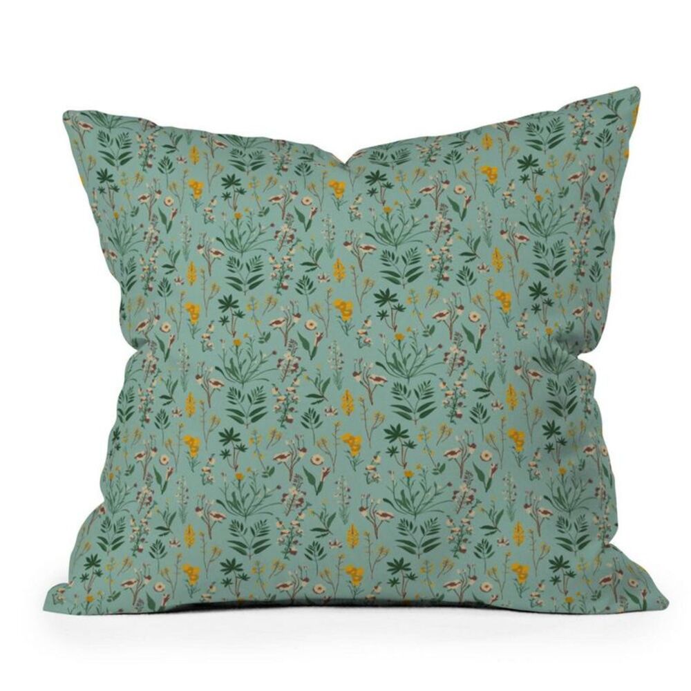 Holli Zollinger Zarah Wildflower Outdoor Throw Pillow Green 20x20